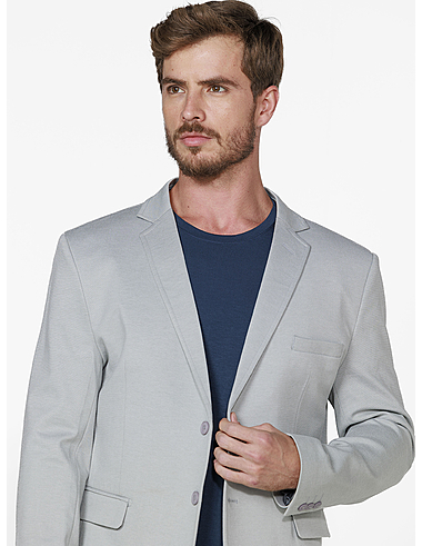imagem de Blazer Alfaiataria Malha Duo Cinza Mescla