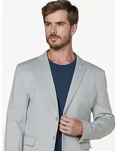 imagem de Blazer Alfaiataria Malha Duo Cinza Mescla