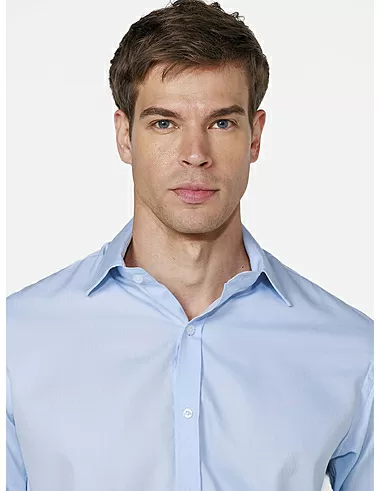 imagem de Camisa Dobby Fishbone Azul Claro 