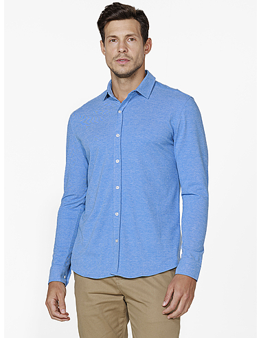 imagem de Camisa Malha Oxford Azul/Branco