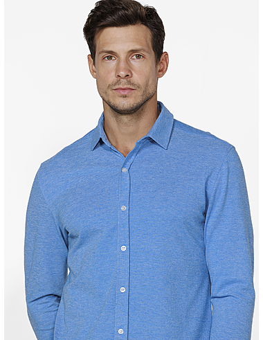 imagem de Camisa Malha Oxford Azul/Branco