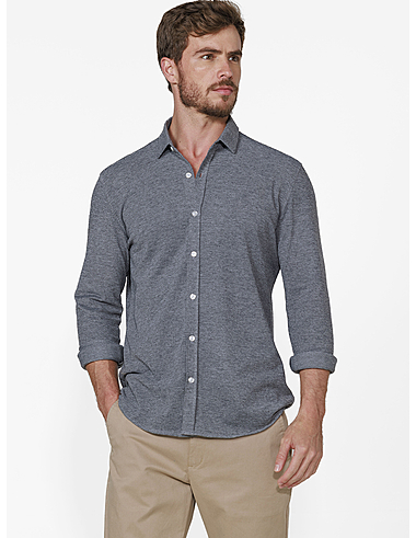 imagem de Camisa Malha Oxford Preto/Branco