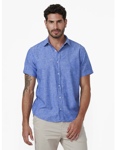 imagem de Camisa Manga Curta Linho Cannes  Azul Náutical
