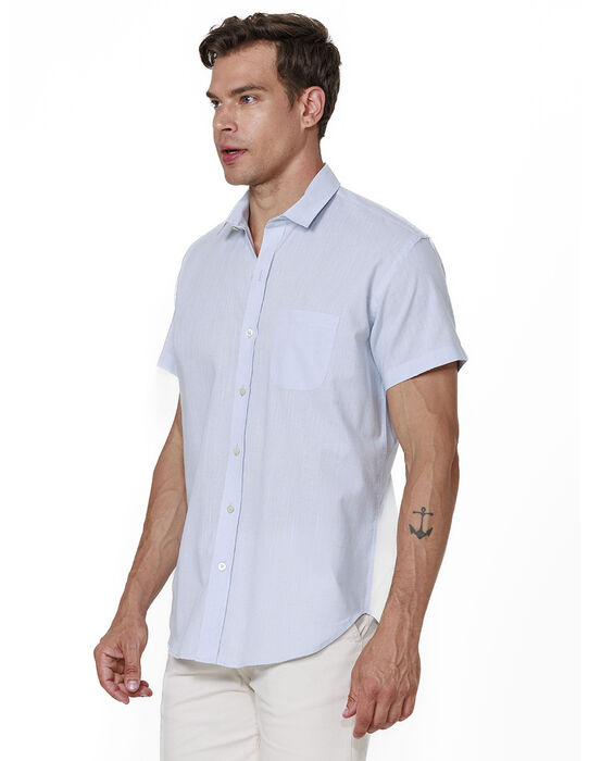 imagem de Camisa Manga Curta Linho Verano Azul Claro