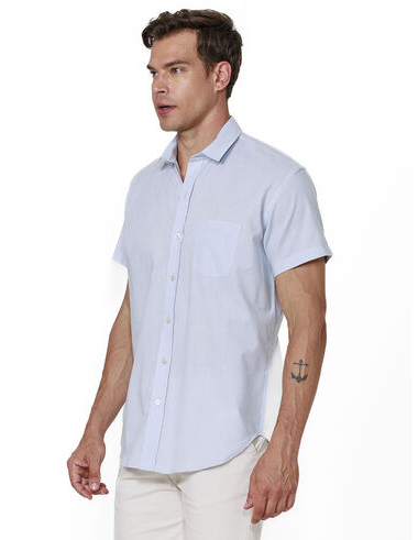 imagem de Camisa Manga Curta Linho Verano Azul Claro