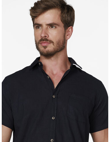 imagem de Camisa Manga Curta Slub Mallard Preto
