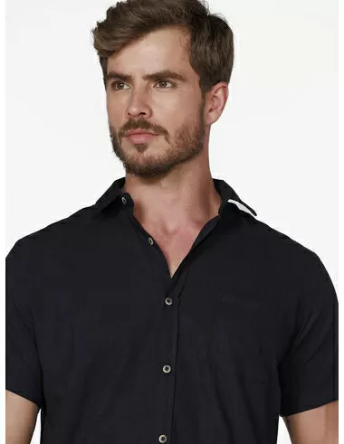 imagem de Camisa Manga Curta Slub Mallard Preto