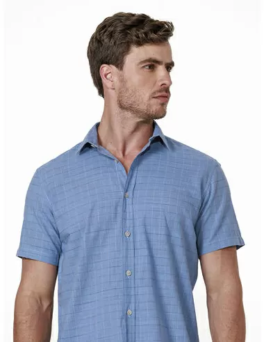 imagem de Camisa Manga Curta Slub Maresia Azul