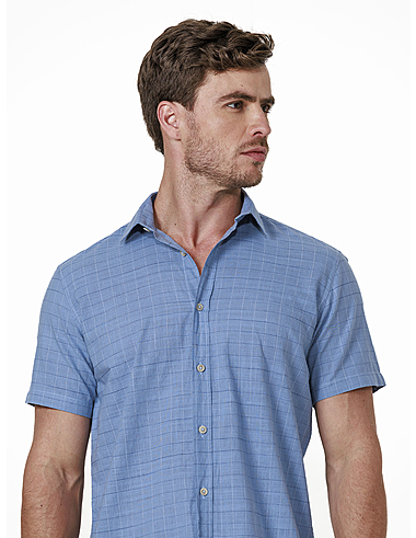 imagem de Camisa Manga Curta Slub Maresia Azul
