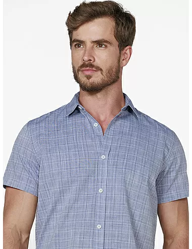 imagem de Camisa Manga Curta Slub N�vez Azul/�ndigo/Marinho