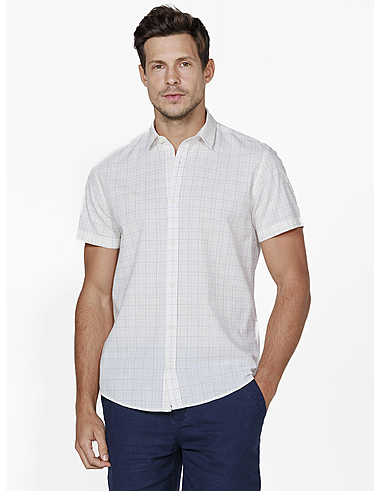 imagem de Camisa Manga Curta Slub Névez Branco/Khaki/Marinho