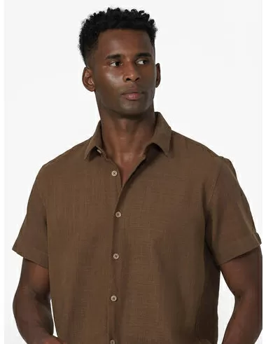 imagem de Camisa Manga Curta Slub Rustic Marrom