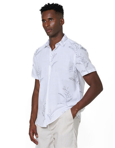 imagem de Camisa Manga Curta Tropical Branco/Cinza