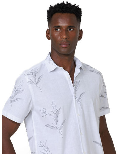 imagem de Camisa Manga Curta Tropical Branco/Cinza