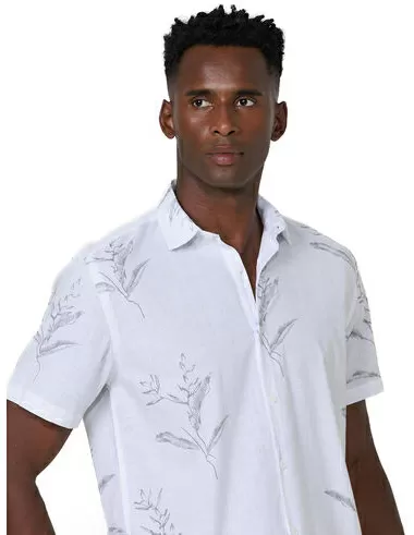 imagem de Camisa Manga Curta Tropical Branco/Cinza