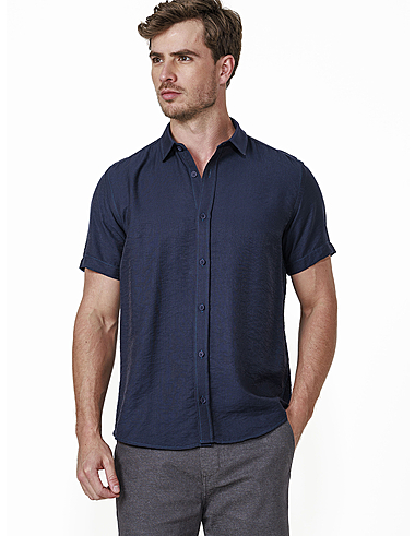 imagem de Camisa Manga Curta Visco Marroquino Azul Marinho
