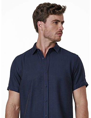 imagem de Camisa Manga Curta Visco Marroquino Azul Marinho