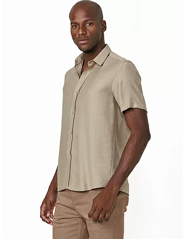 imagem de Camisa Manga Curta Visco Marroquino Kaki