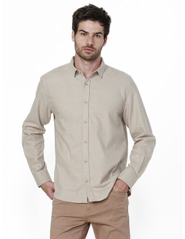 imagem de Camisa Manga Longa Flanela Twill Areia