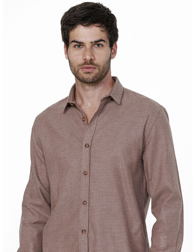 imagem de Camisa Manga Longa Flanela Twill Caramelo