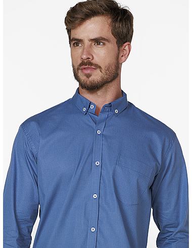 imagem de Camisa Manga Longa Grid Azul/Marinho