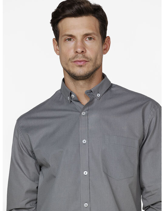 imagem de Camisa Manga Longa Grid Cinza/Preto