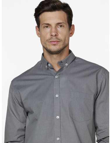 imagem de Camisa Manga Longa Grid Cinza/Preto