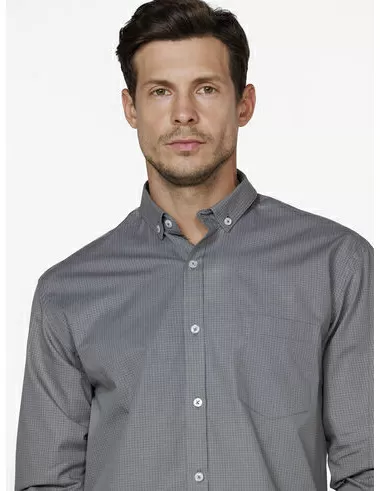 imagem de Camisa Manga Longa Grid Cinza/Preto