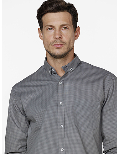 imagem de Camisa Manga Longa Grid Cinza/Preto