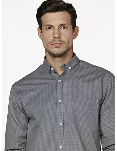 imagem de Camisa Manga Longa Grid Cinza/Preto