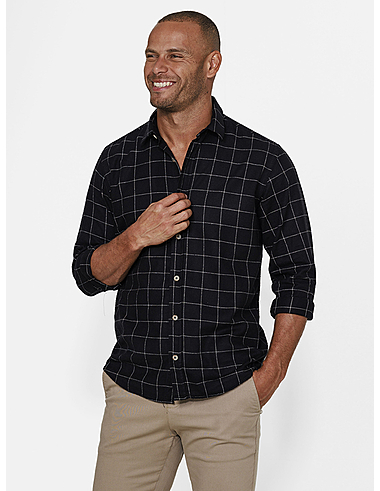 imagem de Camisa Manga Longa Grid Flanela Preto/Areia