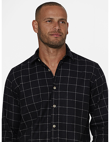 imagem de Camisa Manga Longa Grid Flanela Preto/Areia