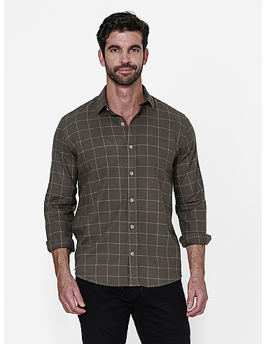 imagem de Camisa Manga Longa Grid Flanela Verde/Areia