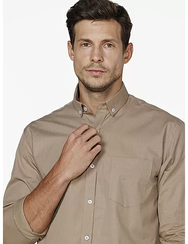 imagem de Camisa Manga Longa Grid Kaki/Marrom