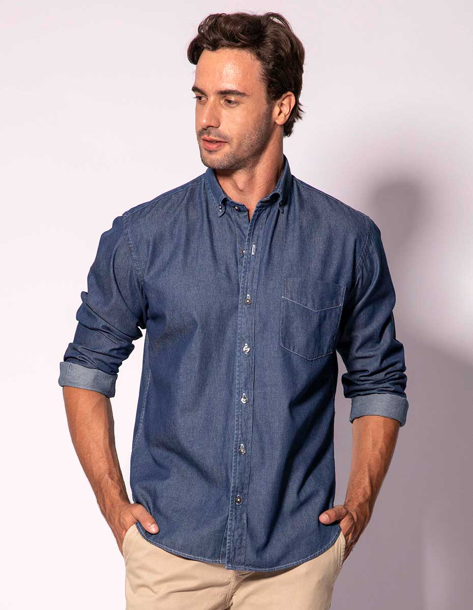 camisa manga longa jeans