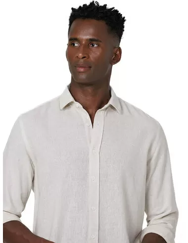 imagem de Camisa Manga Longa Linen Stripes Natural/ Off