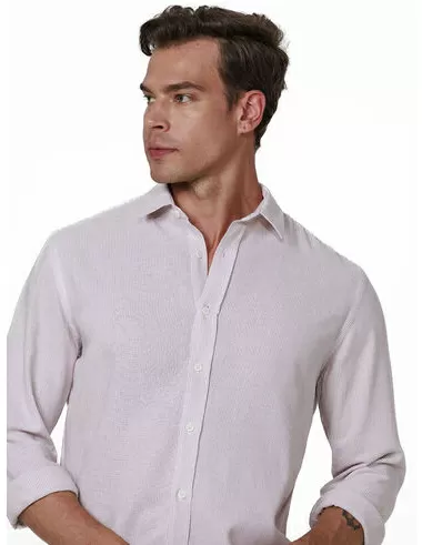 imagem de Camisa Manga Longa Linen Stripes Rosa/OFF