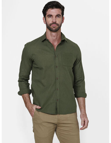 imagem de Camisa Manga Longa Linho Glasgow Verde Militar