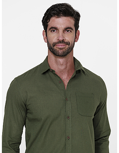 imagem de Camisa Manga Longa Linho Glasgow Verde Militar