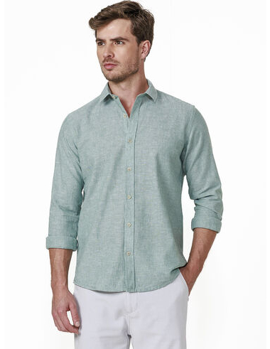 imagem de Camisa Manga Longa Linho Terrano  Verde Mar