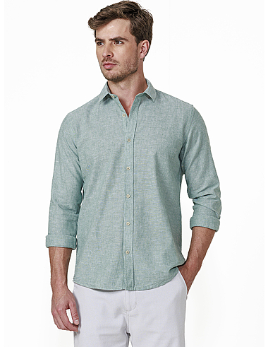 imagem de Camisa Manga Longa Linho Terrano  Verde Mar