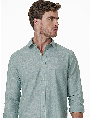 imagem de Camisa Manga Longa Linho Terrano  Verde Mar