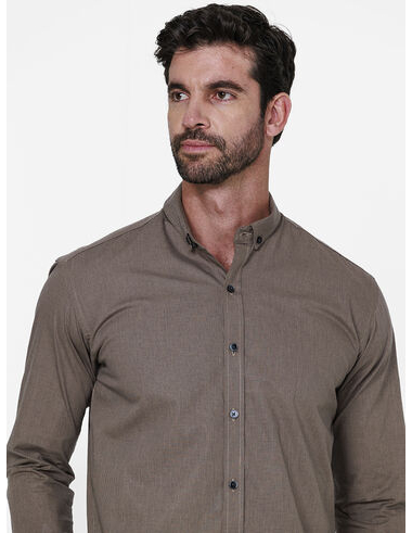 imagem de Camisa Manga Longa Micro Plaid  Khaki/Marinho