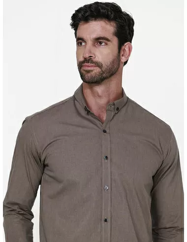 imagem de Camisa Manga Longa Micro Plaid  Khaki/Marinho