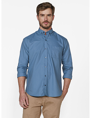 Camisa Social Masculina Alizeal - Manga Longa Com Patchwork E Botões