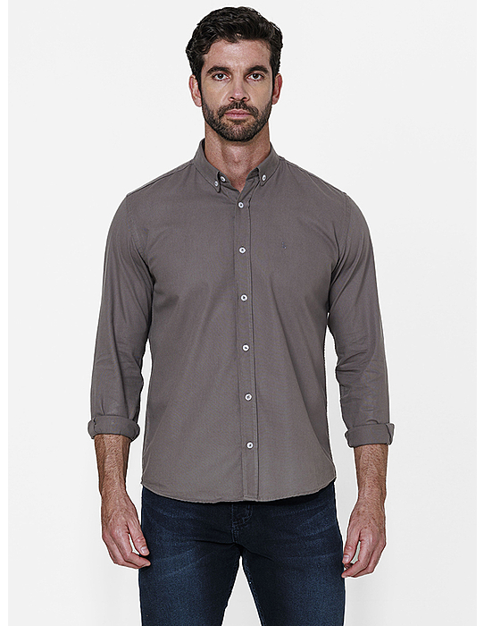 imagem de Camisa Manga Longa Oxford Trakai  Grafite