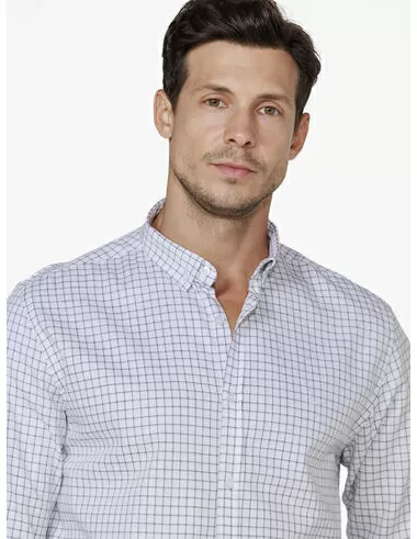 imagem de Camisa Manga Longa Oxford Xd Caen Branco/Cz/Marinho