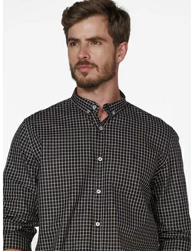 imagem de Camisa Manga Longa Oxford Xd Caen Preto/Areia/Khaki