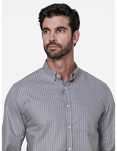 imagem de Camisa Manga Longa Oxford XD Flers Cinza/Branco