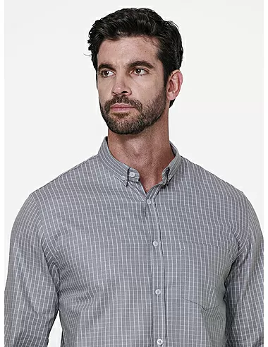 imagem de Camisa Manga Longa Oxford XD Flers Cinza/Branco